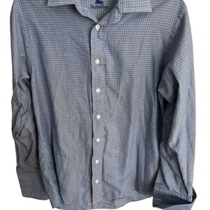 Vintage Burberrys Blue Checkered Men's Shirt French Cuffs Size 15-33
